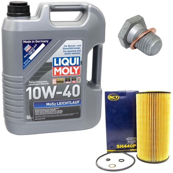 MotoröL Set 10W-40 5 Liter + ÖLfilter SH 440 P + Schraube FüR BMW 3Er 5Er E34-image