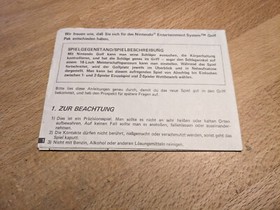 Golf Nintendo NES Anleitung Spielanleitung Manual