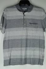 Ted Baker Men's Shades of Gray Stripe Cotton Golf Polo Shirt M Medium Size 5