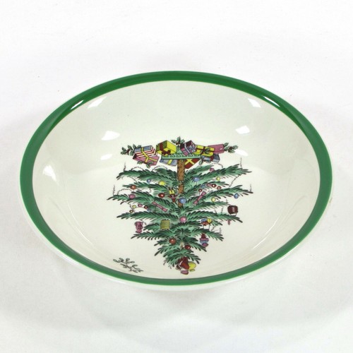 Vtg Spode England CHRISTMAS TREE 8oz Cereal Oatmeal 6.25" Bowl Green Rim S3324-P - Picture 8 of 11