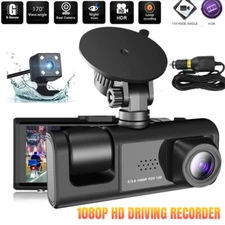 1080P HD Car Dual 3Len Dash Cam Front/Rear/Inside Video Recorder Camera G-sensor