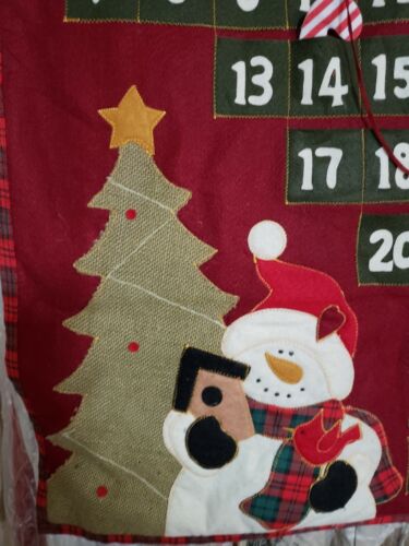 Frosty Christmas Countdown Fabric Advent Calendar 18"x 26" Snowman Wall Hanging - Picture 2 of 7