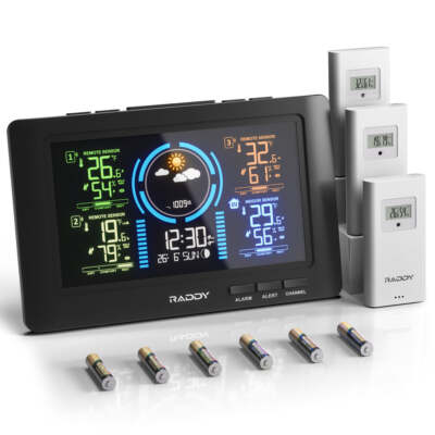 Raddy WF-80C Weather Station | 7.5'' Large Color Display | Adjustable Backlight