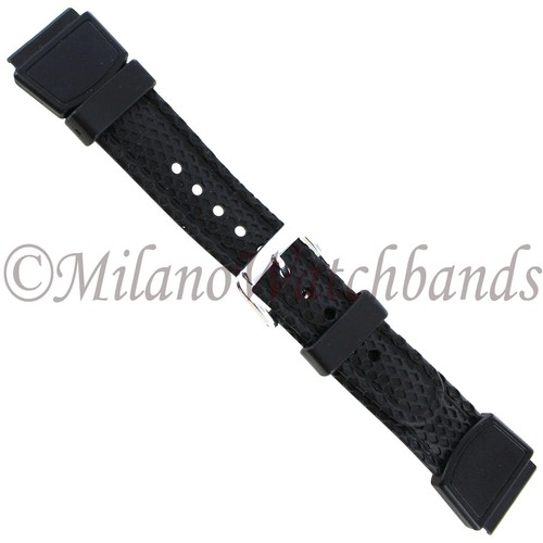 18mm Milano Black Textured Flexible Rubber Mens Sports Watch Band