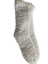 CABIN SOCKS SNOW WHITE with SPARKLES FAUX FUR LINED LUX COLLECTION M