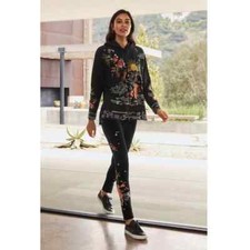 Johnny Was Keone Velvet Leggings Floral Embroidery Legging Black Pants XL NEW