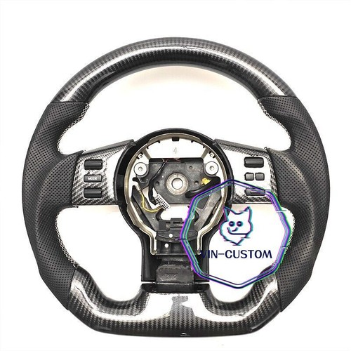 REAL CARBON FIBER Steering Wheel FOR NISSAN 350Z WHITE LINE W/ BLACK LEATHER - Picture 1 of 7