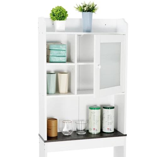 Over the WC Aufbewahrungsschrank Badezimmer Organizer mit Regal braun/weiß/grau - Bild 5 von 31