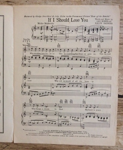 Partituras de piano vintage: If I Should Lose You 1935 - Imagen 2 de 5