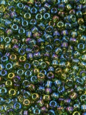 Vintage Semi-Transparent Green Iris AB Glass Beads TOHO Japan 11/0 Seed C11-39