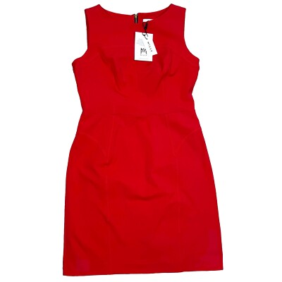 Milly NWT Topstitched Tailored Shift Dress Red Exposed Zip Career Office Size 12