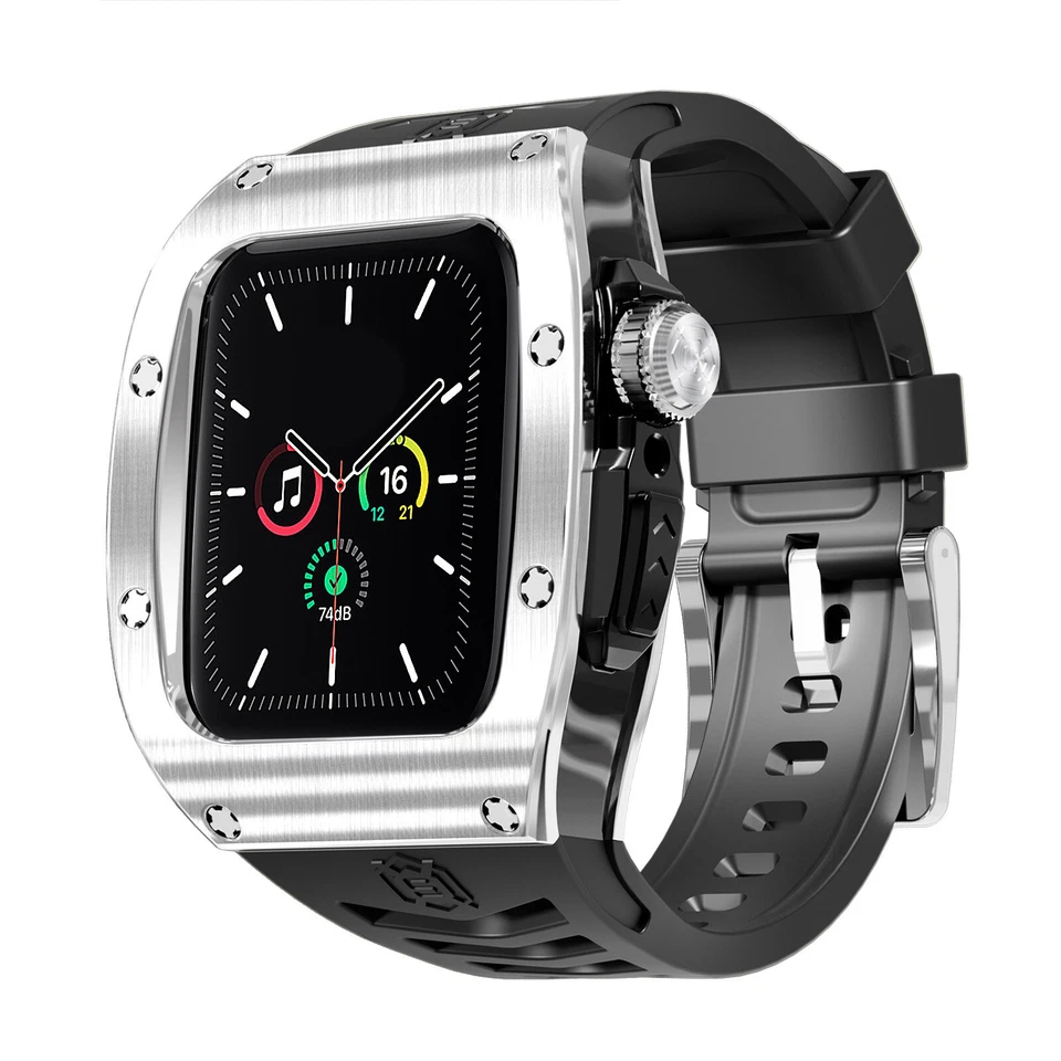 Stainless Steel Bezel Case Rubber Band For Apple Watch Ultra 2 49mm 9876 44/45mm - Image 2 of 4