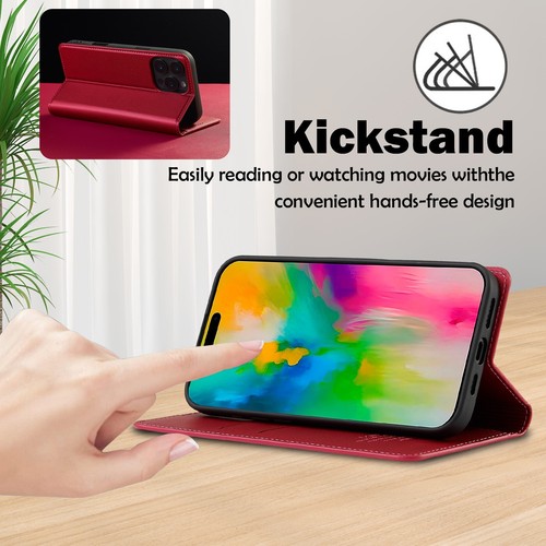 For iphone 16 15 Pro Max 14 13 12 11 XS/X Wallet Phone Case Magnetic Flip Cover - Picture 61 of 62