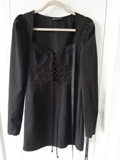 Pretty Little Thing Black Bodycon Corset Mini Dress Women Size 10 Brand New