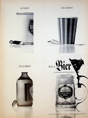 1963 Amstel Amsterdam Holland Beer Vintage 1960s Print Ad German Mug