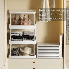 Stackable Clear Storage Bins with Lids ,70 Qt Plastic Collapsible Organizer