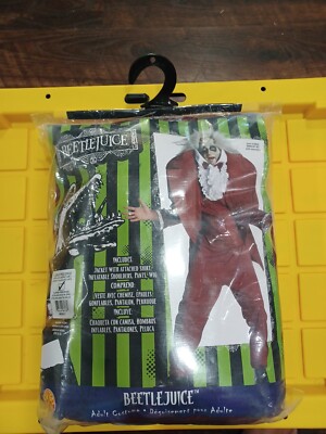 Rubie's Adult Beetlejuice Deluxe XL Costume - Red Suit  Adult Wig Combo
