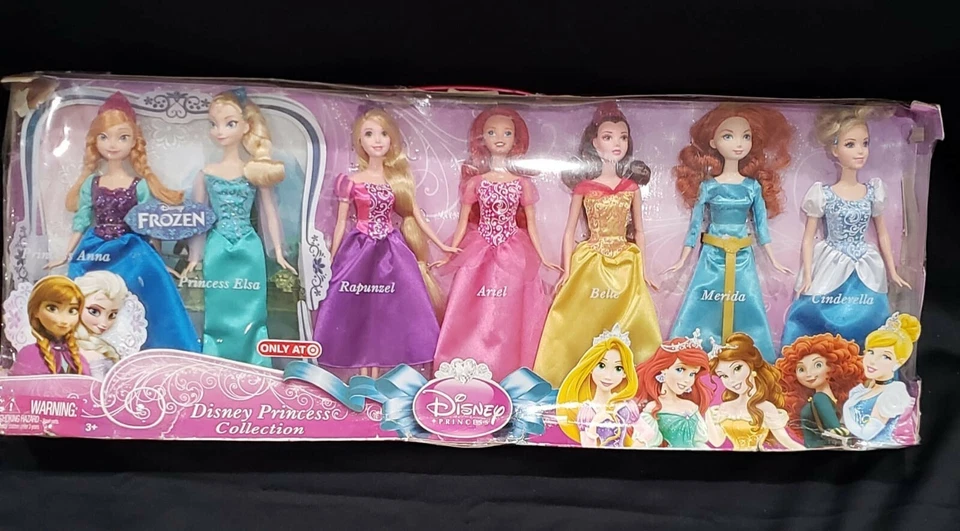 Coleção Disney 7 Princesas Anna Elsa Rapunzel Ariel Merida Belle Cinderella - Imagem 2 de 4