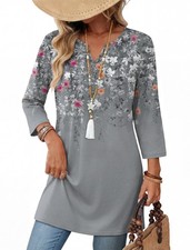 OFEEFAN Summer Tops For Women 3/4 Length Sleeve Womens X-Large, Floral 03 