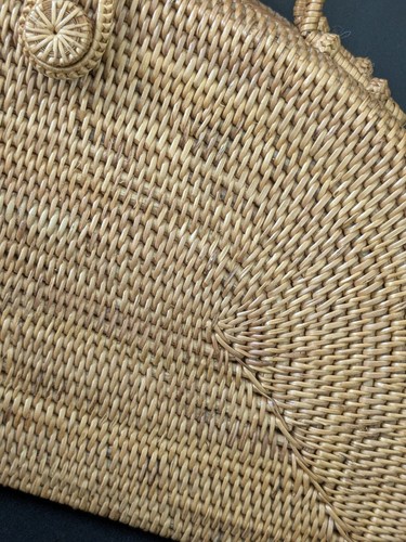 Peggy Fisher 11.5" Bali Waffle Purse Hancock Baskets Lined Beach Boho Summer - Picture 4 of 15