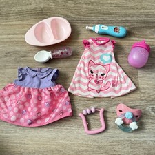 Baby Alive Accesorios Biberones Rosa y Púrpura Vestidos Gatito Gato Paci Lote