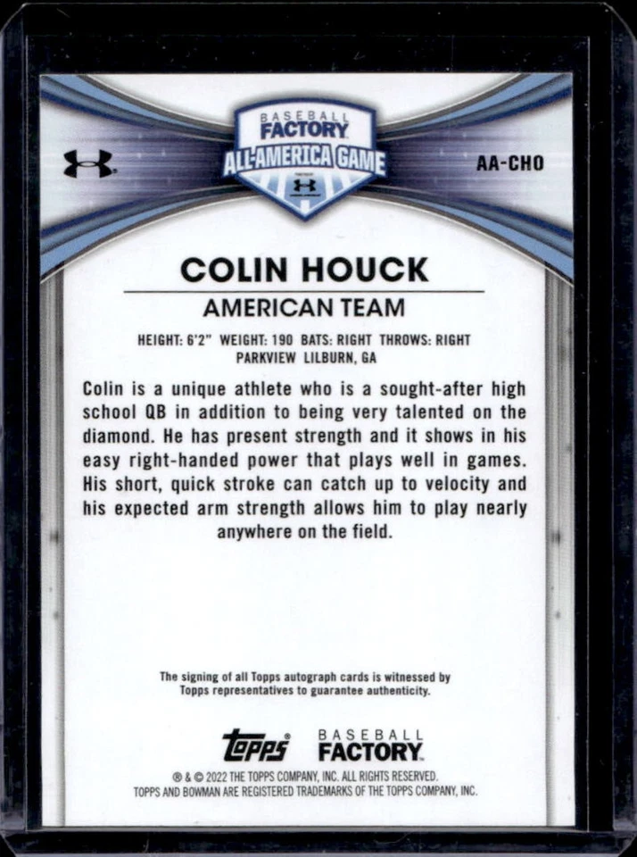 2024 Bowman Chrome Colin Houck All America Game Auto #AA-CHO Mets - Image 2 of 2