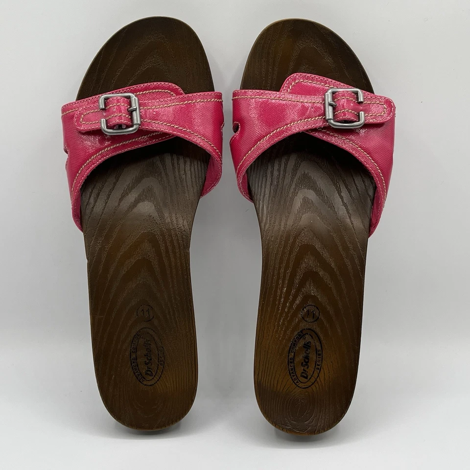 Usado en Excelente Condición Dr. Scholls Mujer Talla 11 Imitación Madera Sandalias Cómodas Rosa Correa Ajustable Foto 2 de 4