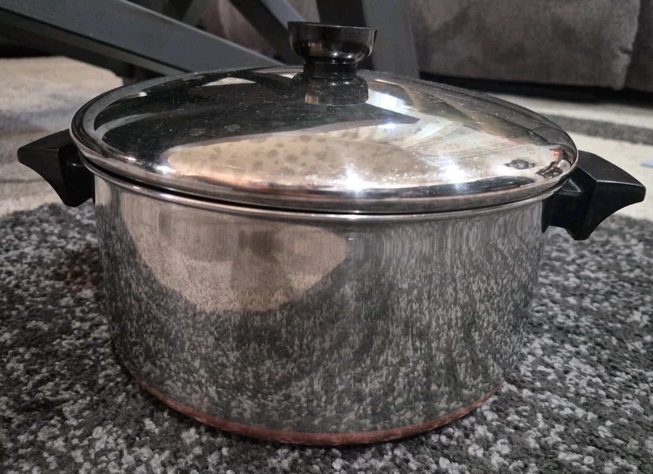Vintage Revere Ware 1801 Copper Bottom 4 1/2 Qt Quart Stock Pot With Lid