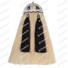 White Horse Hair Sporran Rampant Lion Badge 100 Original Two Black Tassels Long
