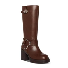 Madden Girl Womens 10 M Brown Touring Harness Strap Studded Boots NIB KN6