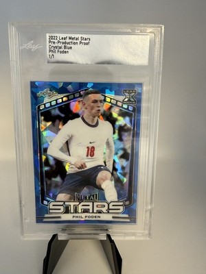 LEAF Metal Soccer - Phil Foden  1/1  Pre Production Crystal Blue 2022 RC Rookie