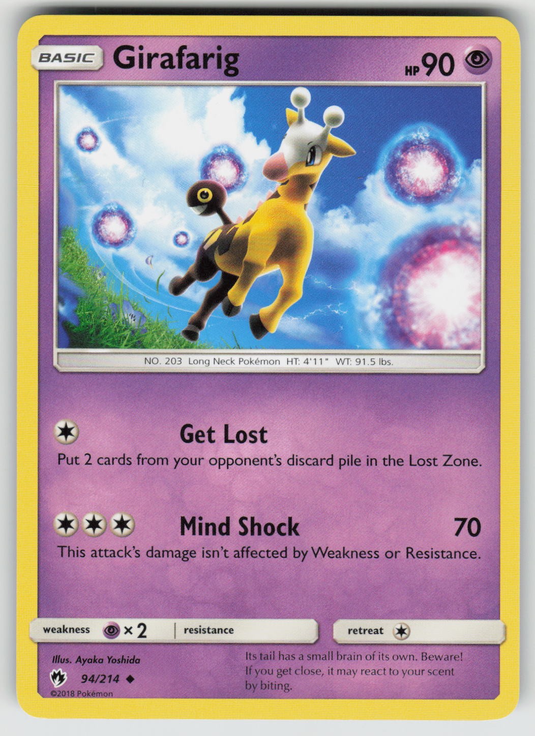 Girafarig 94/214 Uncommon Lost Thunder Pokemon Near Mint