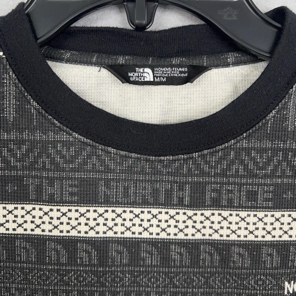 North Face Shirt Women Medium Black Nordic Waffle Base Layer Athletic Holiday - Image 4 of 4