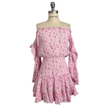 Sunday St Tropez women’s pink Cecilia off the shoulder modal dress O/S