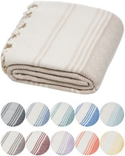 Serviette Hammam Peshtemal en Coton Turc Bio Légère Absorbante Beige 180x90cm
