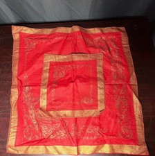 Cvjm Red Gold Phoenix Bird Floral Silk Scarf Square ussr