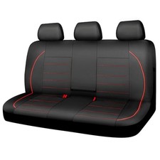 Leather Back Seat Cover - Waterproof Bench Seat Cover - Black Red Rear