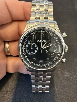 BULOVA 腕時計 Bulova Men's Chronograph Stainless Steel Black Dial Watch 96B234