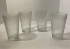 Jeanette Finlandia Tree Bark Pattern Glasses Clear Set 4 Tumblers 24oz VINTAGE
