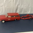 VINTAGE TONKA Jeep Red W/ TRAILER  Needs Back Axle And Wheels