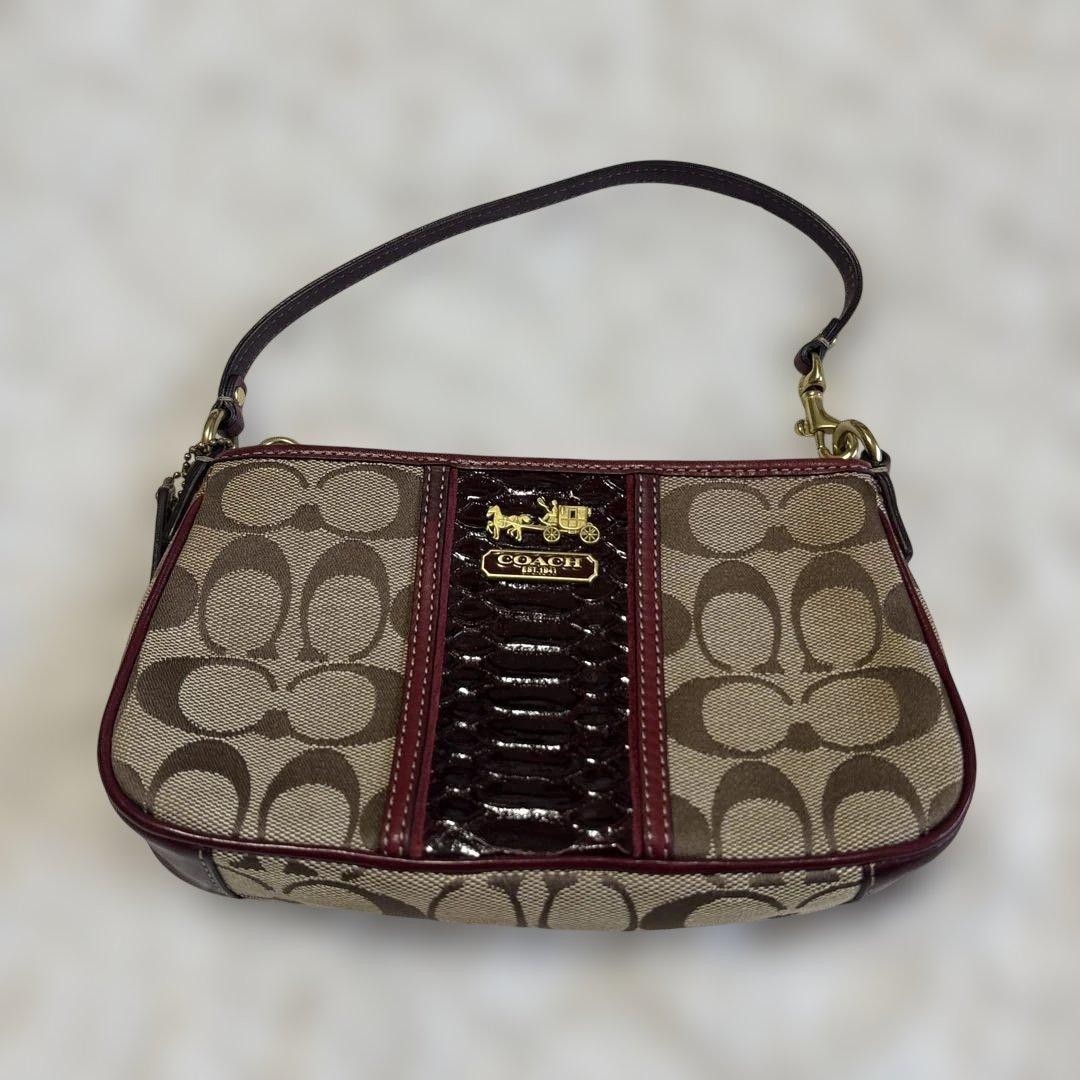 COACH Signature Canvas Python Pouch Mini Bag Bord… - image 3