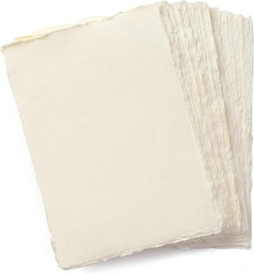 Handmade A4 Cream Mixed Media Paper with Deckle Edge - 8.25x11.7-150 GSM - 50...