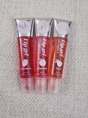 NICKA K NEW YORK 3- Strawberry Grapefruit Peach Moisturizing Lip Gel   Vitamin E