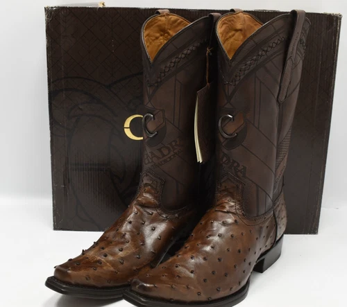 Cuadra Men's Arauco Chocolate Ostrich Laser & Woven Boot CU597 US Size 10 EE