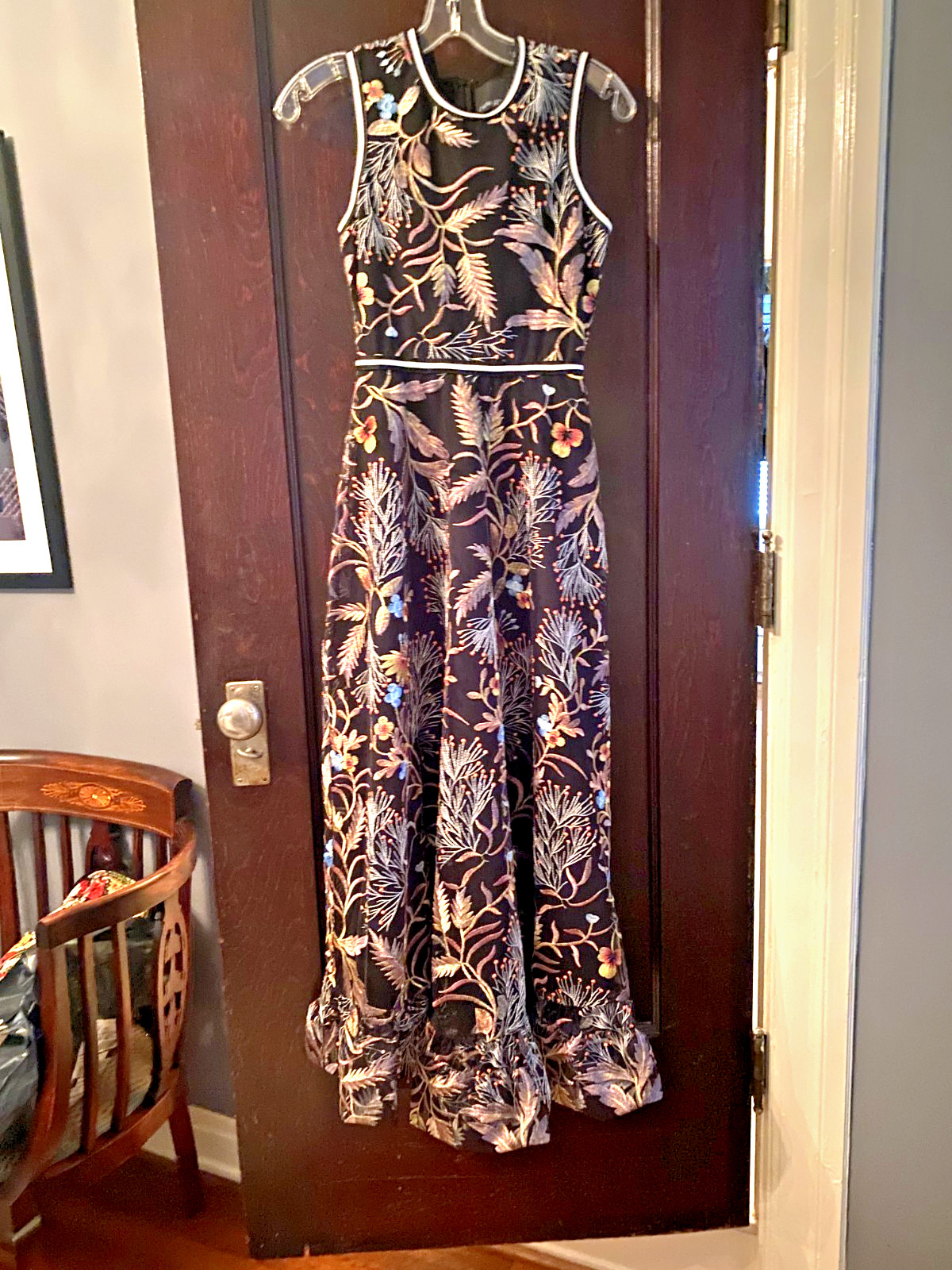 Cynthia Rowley Lorelei Embroidered Mesh Full Length Dress, Garden Size 0