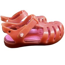 Crocs Kids Coral Pink Isabella Mary Jane Jelly Sandals C 6 Fisherman Style