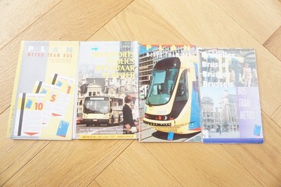 1990s Belgium Brussels Tram Tramways Railway Bus Map x4