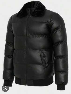 Men borg collar puffer jacket Black Size M UK