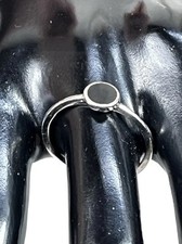Sterling Silver Ring Stamped 925 With Black Onyx - Size 8