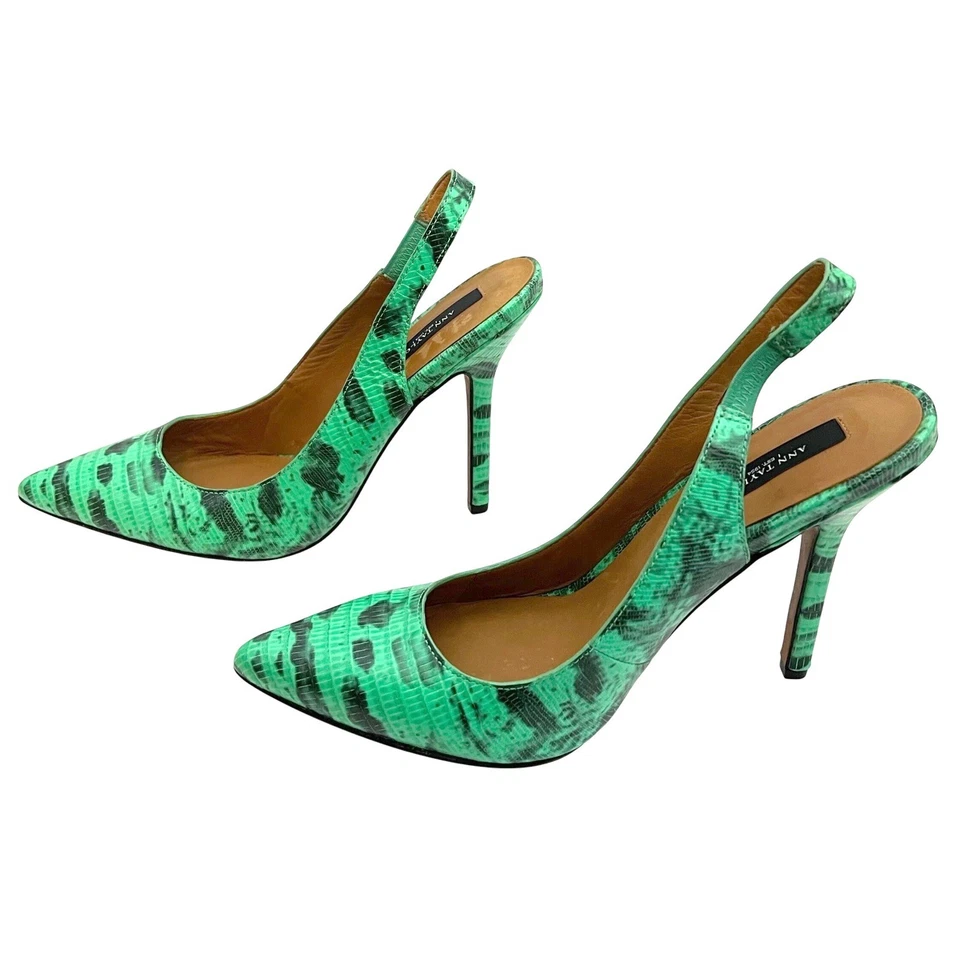 Zapatos de tacón Ann Taylor con puntera puntiaguda estampado de serpiente verde 7,5 Foto 4 de 4